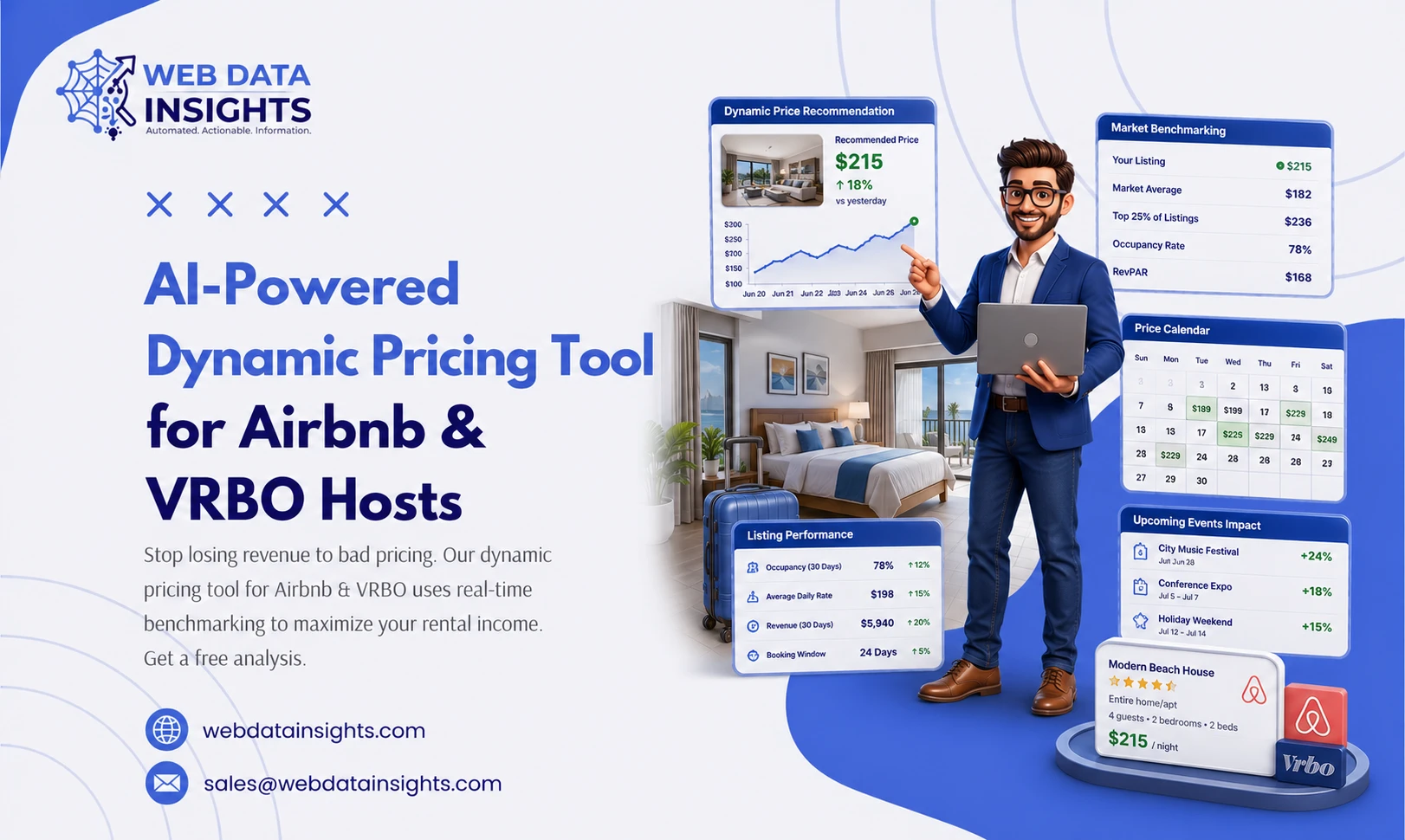 AI-Powered Dynamic Pricing Tool for Airbnb & VRBO Hosts with Real-Time Market Benchmarking